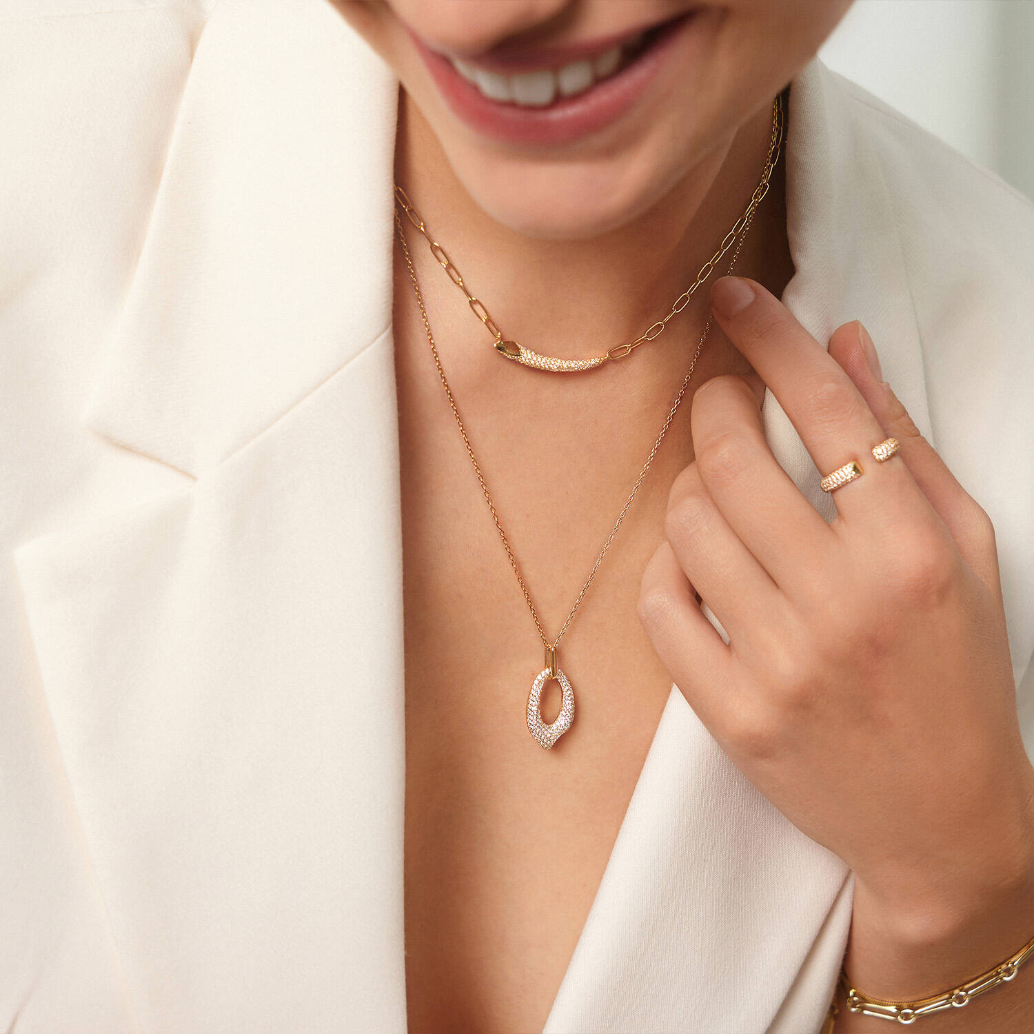  Tough Love 2 - Chokers - Zilver / 14kt GP - Zirkonia - 45cm